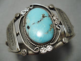 Opulent Vintage Native American Navajo Domed Earth Blue Turquoise Sterling Silver Bracelet Old-Nativo Arts
