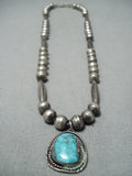 Impressive Vintage Native American Navajo Royston Turquoise Sterling Silver Necklace Old-Nativo Arts