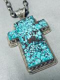 The Chunkiest Vintage Southwestern Turquoise Cross Sterling Silver Necklace-Nativo Arts
