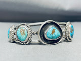 Old Rare Deposit Chunk Turquoise Vintage Native American Navajo Sterling Silver Bracelet-Nativo Arts