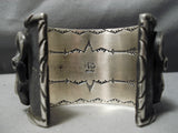 Colossal Cow Head Native American Navajo Blue Turquoise Sterling Silver Bracelet Cuff-Nativo Arts