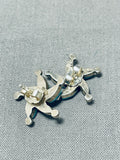 Charming Vintage Native American Zuni Blue Gem Turquoise Sterling Silver Earrings-Nativo Arts