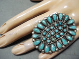 One Of The Biggest Vintage Native American Navajo Turquoise Sterling Silver Ring-Nativo Arts