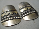 Authentic Vintage Navajo Gold Sterling Silver Native American Earrings-Nativo Arts