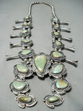 Yazzie Vintage Native American Navajo Royston Turquoise Sterling Silver Squash Blossom Necklace-Nativo Arts
