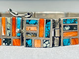 One Of The Most Intricate Vintage Native American Navajo Turquoise Sterling Silver Bracelet-Nativo Arts