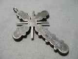Marvelous Vintage Zuni Native American Turquoise Sterling Silver Cross Pendant-Nativo Arts