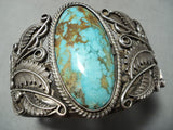 One Of The Best Vintage Native American Navajo Flower Royston Turquoise Sterling Silver Bracelet-Nativo Arts
