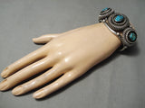 Heavy Thick Vintage Native American Navajo Turquoise Sterling Silver Basket Bracelet Old-Nativo Arts