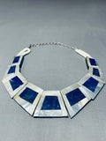 Native American Best Santo Domingo Lapis Inlay Sterling Silver Necklace-Nativo Arts