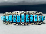 Spectacular Vintage Native American Navajo Signed Morenci Turquoise Sterling Silver Bracelet-Nativo Arts