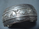 Detailed!! Vintage Native American Navajo Bear Sterling Silver Bracelet-Nativo Arts