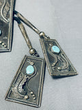 Outstanding Heavy Vintage Native American Navajo Morenci Turquoise Sterling Silver Bolo-Nativo Arts