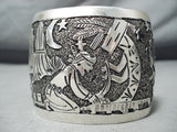 Gigantic Navajo Sterling Silver Storyteller Bracelet Native American-Nativo Arts