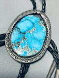 Colossal Vintage Native American Navajo Kingman Turquoise Sterling Silver Bolo-Nativo Arts