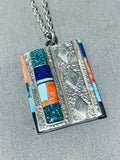 Important Cal Begay Vintage Native American Navajo Turquoise Inlay Sterling Silver Necklace-Nativo Arts