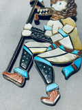 Important Big Vintage Native American Navajo Turquoise Ceremoy Dancer Sterling Silver Necklace-Nativo Arts