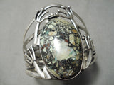 Huge Frog Turquoise Vintage Native American Navajo Sterling Silver Bracelet Old-Nativo Arts