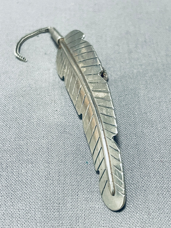 Noteworthy Vintage Native American Navajo Sterling Silver Feather Tie Tack-Nativo Arts