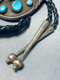 Big Buffalo Powerful Vintage Native American Navajo Turquoise Sterling Silver Bolo Tie-Nativo Arts