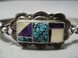 Incredible Intricate Vintage Native American Navajo Spiderweb Turquoise Sterling Silver Bracelet-Nativo Arts