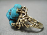Rare Huge 14k Gold Vintage Navajo Turquoise Nugget Native American Ring-Nativo Arts