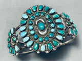 Museum Quality Early Vintage Native American Navajo Turquoise Sterling Silver Cluster Bracelet-Nativo Arts