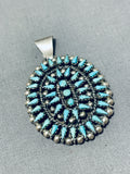 Brilliant Vintage Native American Zuni Blue Gem Turquoise Sterling Silver Pendant-Nativo Arts