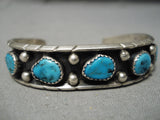 Vintage Navajo Blue Turquoise Sterling Silver Bracelet Native American Old-Nativo Arts