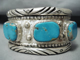 Thicker Vintage Native American Navajo Turquoise Sterling Silver Heavy Bracelet-Nativo Arts