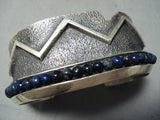 One Of The Best Vintage Native American Navajo Aaron Anderson Lapis Sterling Silver Bracelet-Nativo Arts