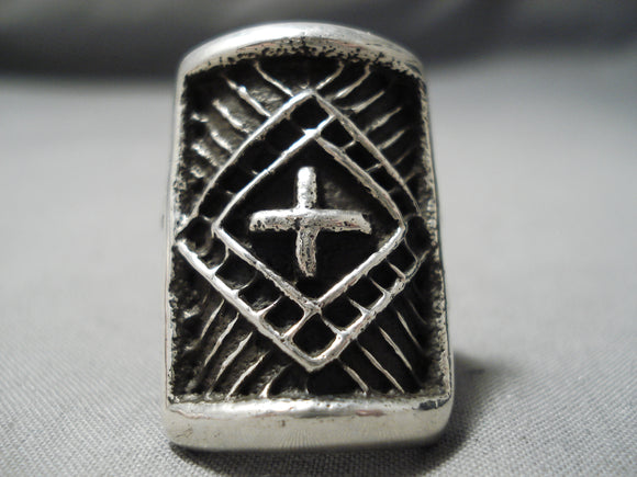 Wonderful Vintage Navajo Sterling Silver Cross Ring Native American-Nativo Arts