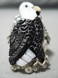 One Of Best Hand Carved Vintage Zuni Native American Eagle Sterling Silver Ring-Nativo Arts