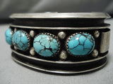 Museum Vintage Native American Navajo Spiderweb Turquoise Sterling Silver Bracelet Old-Nativo Arts