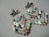 Astounding Zuni Turquoise Multi-stone Sterling Silver Earrings Native American-Nativo Arts