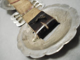 Colossal Vintage Native American Navajo Hand Tooled Sterling Silver Turquoise Concho Belt Old-Nativo Arts