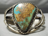 Museum Vintage Native American Navajo Royston Turquoise Sterling Silver Leaf Bracelet Old-Nativo Arts