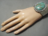 Huge Vintage Native American Navajo Royston Turquoise Big Flank Sterling Silver Bracelet-Nativo Arts