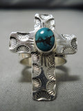 Exquisite Navajo Native American Turquoise Sterling Silver Ring-Nativo Arts