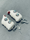 Native American Cute Sterling Silver White Leather Moccasin Earrings-Nativo Arts