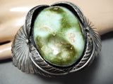 One Of The Best Vintage Native American Navajo Damale Turquoise Sterling Silver Leaf Bracelet-Nativo Arts