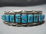 Tremendous Vintage Native American Navajo Sleeping Beauty Turquoise Sterling Silver Bracelet Old-Nativo Arts