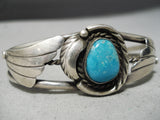 Marvelous Vintage Native American Navajo Kingman Turquoise Sterling Silver Bracelet Old-Nativo Arts