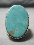 Huge Big Men's Royston Turquoise Sterling Silver Native American Ring-Nativo Arts
