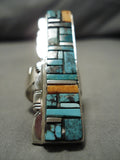 Important Vintage Native American Navajo Santo Domingo Inlay Sterling Silver Turquosie Ring-Nativo Arts