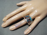 Ray Tracey Vintage Navajo Turquoise Sterling Silver Ring Native American Old-Nativo Arts