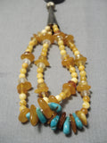 Important Orville White Vintage Native American Navajo Amber Sterling Silver Necklace-Nativo Arts