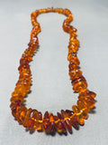 Native American Amazing Navajo Amber Stone Graduating Longer Necklace-Nativo Arts