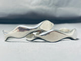 Signed Pair Vintage Native American Navajo Sterling Silver Bracelet Set-Nativo Arts