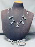 Completely Handmade Vintage Native American Zuni Turquoise Sterling Silve Rinlay Necklace-Nativo Arts